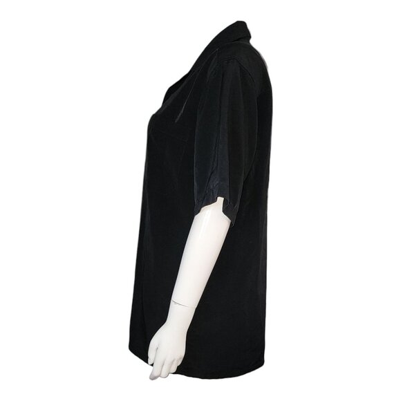 Elloitt Shirt Womens Size M Solid Black Button Down Collared Basic Minimalist - Picture 2 of 6